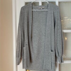 LOFT Heather Gray Open Cardigan